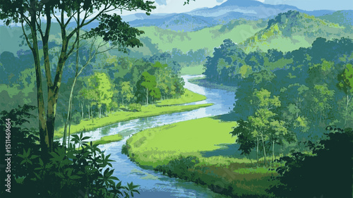 Hidden Chorus Green rainforest isolated watercolor vector illustration svg