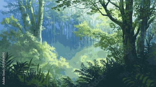 Jungle Layers, Veiled Light rainforest isolated watercolor vector illustration svg