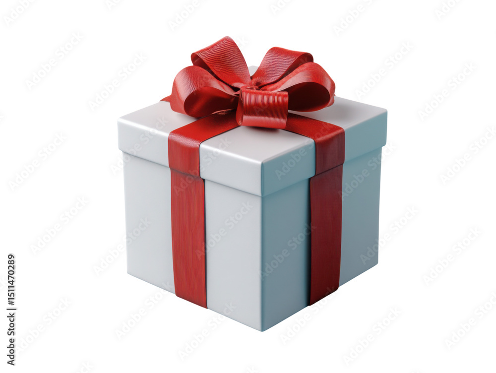 A white box with a red ribbon on top A white box with a red ribbon on top