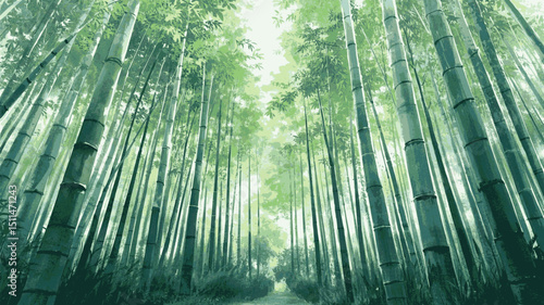 Bamboo Sanctuary Mist bamboo forest isolated watercolor vector illustration svg