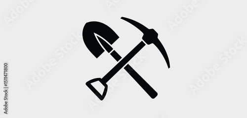 Crossed Shovel and Pickaxe Mining Tools Icon