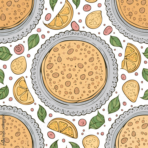 Paratha Vector Illustration with Seamless Pattern Design
