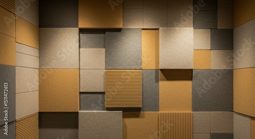 Wallpaper Mural Warm textured geometric wall paneling design Torontodigital.ca