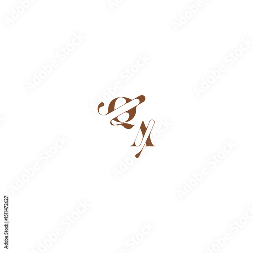 bold and hairline initial wedding logo concept QA elegant curve monogram letter