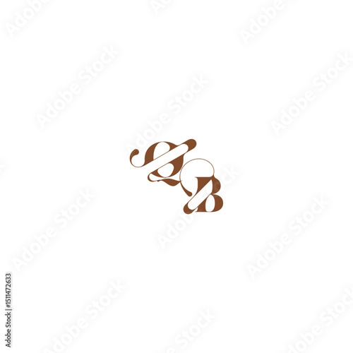 bold and hairline initial wedding logo concept QB elegant curve monogram letter