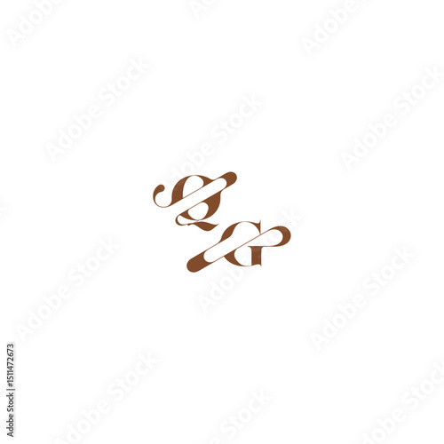 bold and hairline initial wedding logo concept QG elegant curve monogram letter
