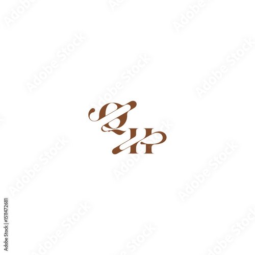bold and hairline initial wedding logo concept QH elegant curve monogram letter