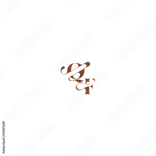 bold and hairline initial wedding logo concept QF elegant curve monogram letter