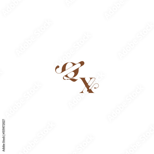 bold and hairline initial wedding logo concept QX elegant curve monogram letter