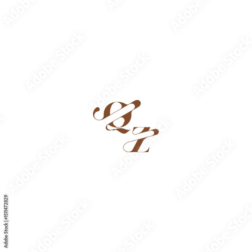 bold and hairline initial wedding logo concept QZ elegant curve monogram letter