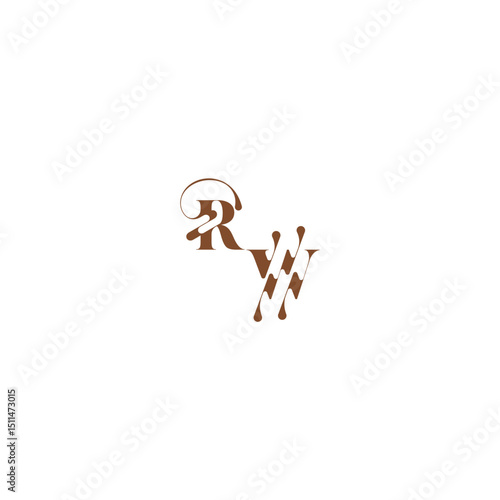 bold and hairline initial wedding logo concept RW elegant curve monogram letter