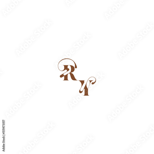 bold and hairline initial wedding logo concept RY elegant curve monogram letter