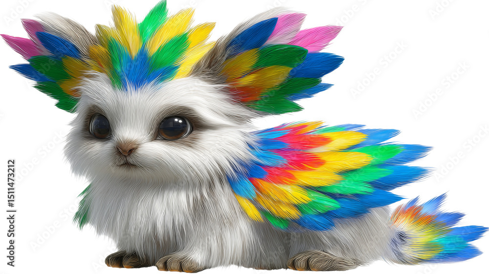 Fototapeta premium Colorful fantasy creature imaginative setting digital art whimsical environment close-up cute animal concept