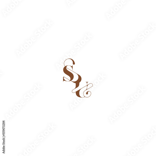 bold and hairline initial wedding logo concept SU elegant curve monogram letter