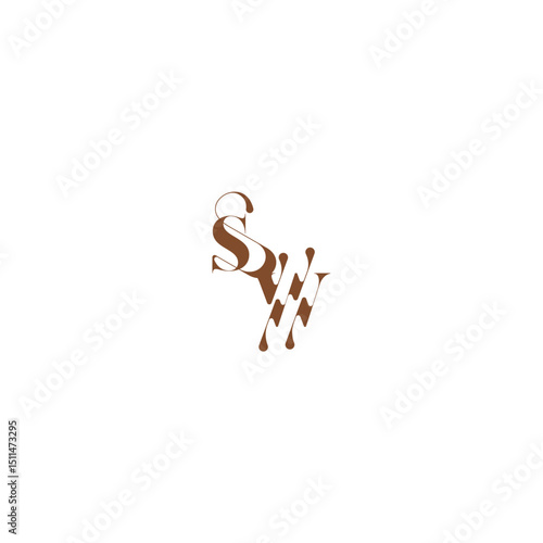 bold and hairline initial wedding logo concept SW elegant curve monogram letter