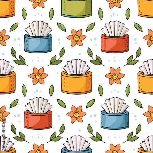 Napkin holder Vector Illustration with Seamless Pattern Design