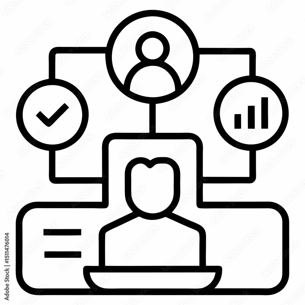 Fototapeta premium CRM interface outline icon on white background