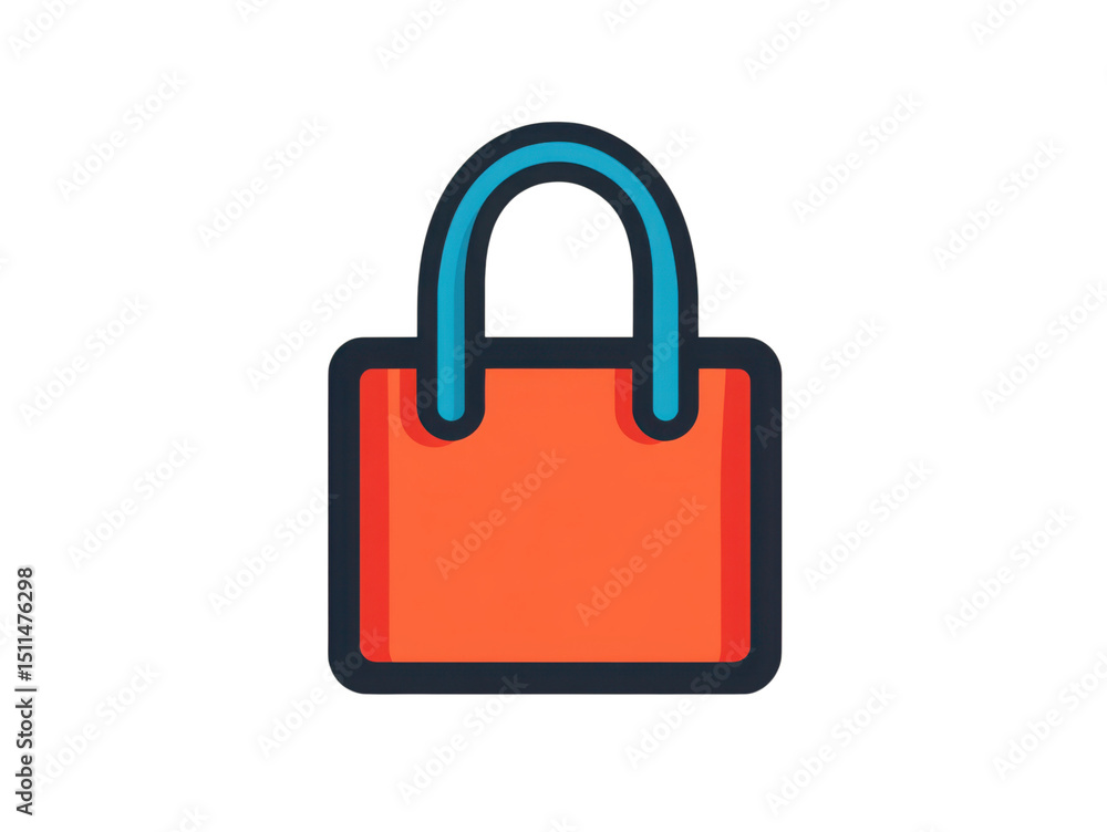 A red shopping bag with a blue handle A red shopping bag with a blue handle