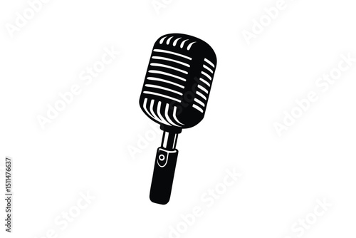 Silhouette art illustration of a classic broadcast microphone.eps