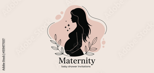 Elegant Silhouette of Pregnant Woman for Baby Shower Invitations