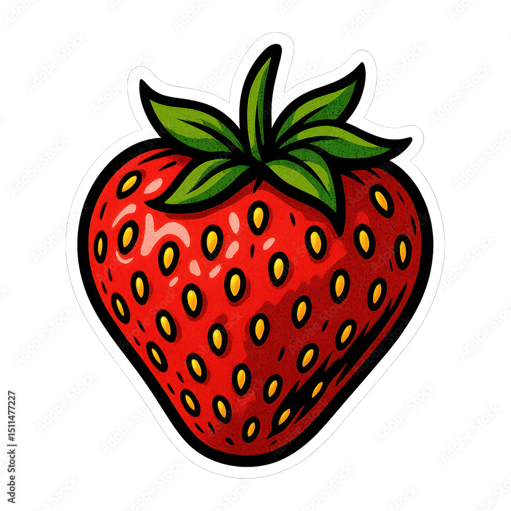 Obraz premium PNG Vibrant cartoon strawberry illustration.