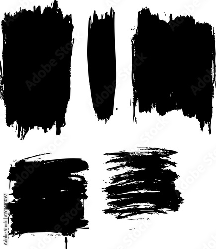 Black Grunge spray paint and brush strokes background