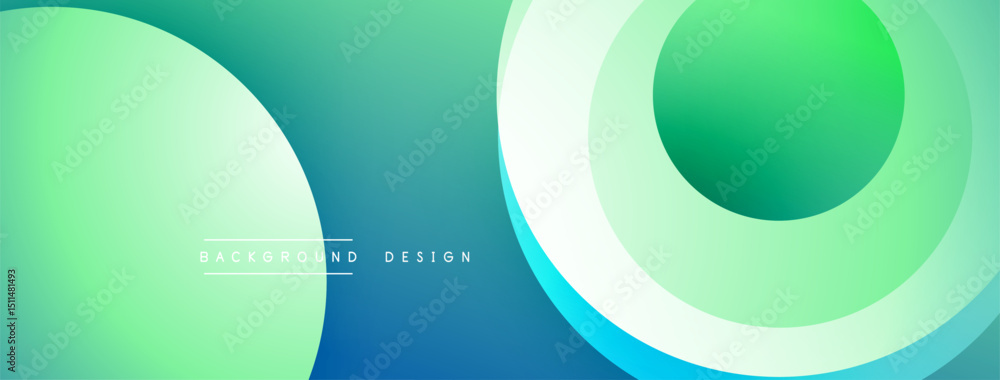 Obraz premium Abstract gradients form layered circles. Blue, green hues blend smoothly creating modern visual effect. Minimalist design suitable for backgrounds.