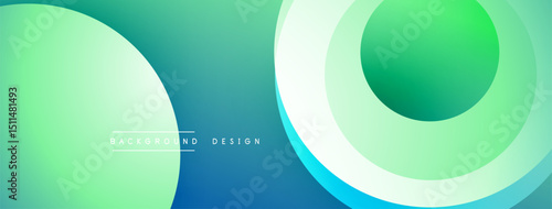 Abstract gradients form layered circles. Blue, green hues blend smoothly creating modern visual effect. Minimalist design suitable for backgrounds.