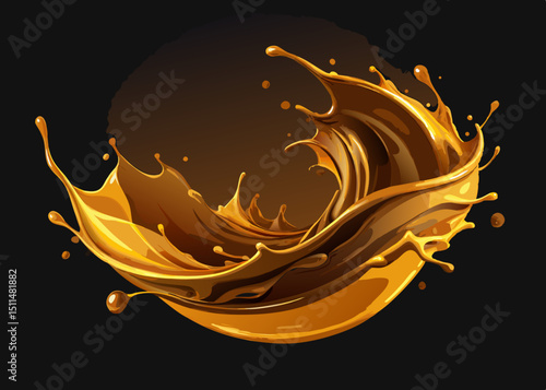Abstract golden liquid splash swirl design