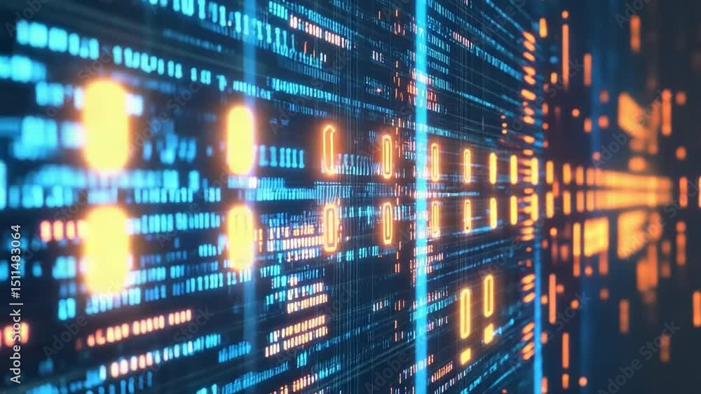 Abstract digital binary code display Abstract digital binary code display