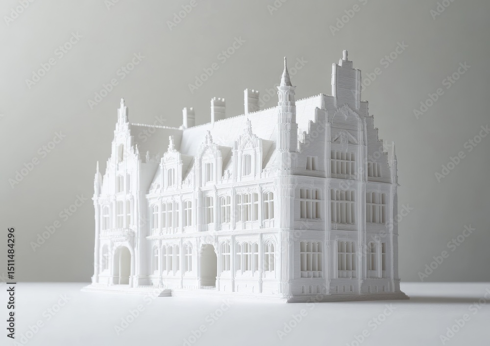 Obraz premium 3D-printed white mansion model