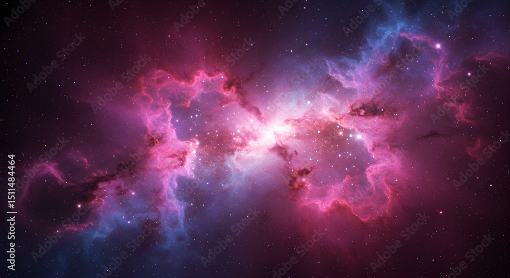 Fototapeta premium Cosmic Nebula A Stunning Visual of Celestial Clouds, Glowing Gases, and Star Formation in Deep Space. Explore the Universe's Wonders.