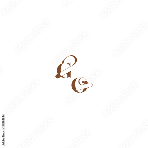 elegant curve monogram bold and hairline initial letter wedding logo concept GO