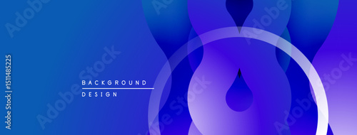 Abstract blue background. Gradient shapes overlap creating modern design. Circular elements add depth, visual interest.