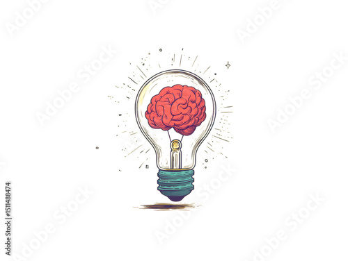 A light bulb with a brain inside of it