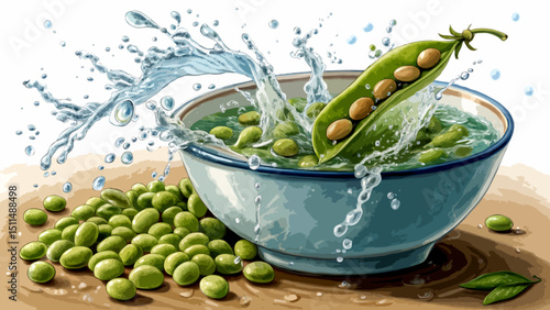 soybeans splash with soy milk Illustration.PNG.SVG