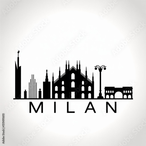 Milan Skyline Silhouette — Historic and Contemporary Italian City Vector Illustration