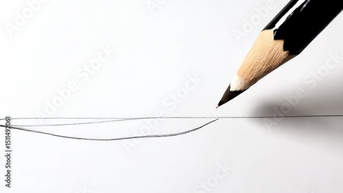 Pencil Sketch Creation: The sharp point of a pencil delicately draws a fluid line on the smooth surface of paper, showcasing artistic expression and creative process. 
