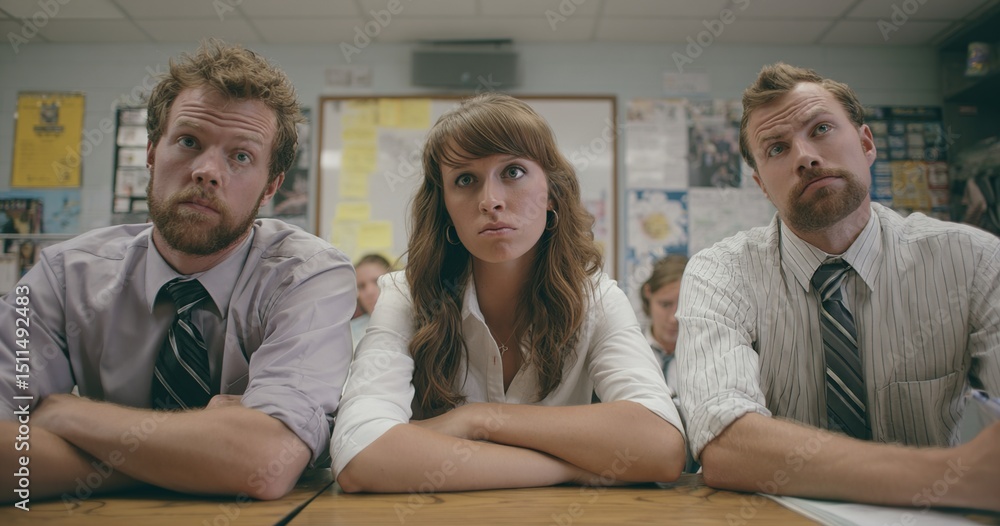 Obraz premium Bored Business Presentation In Classroom. High quality