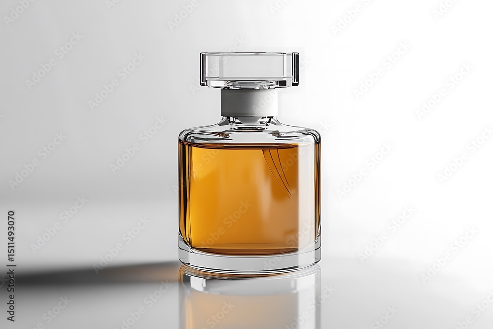 Perfume bottle with amber liquid isolated on white background Perfume bottle with amber liquid isolated on white background