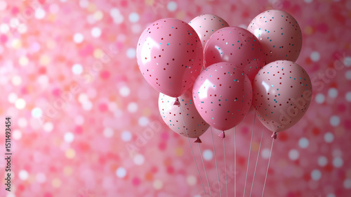 Birthday Celebration Balloons and Sparkling Confetti.