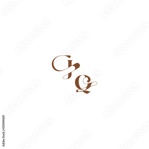 elegant curve monogram bold and hairline initial letter wedding logo concept JQ