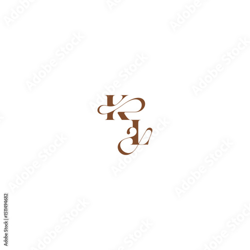 elegant curve monogram bold and hairline initial letter wedding logo concept KL