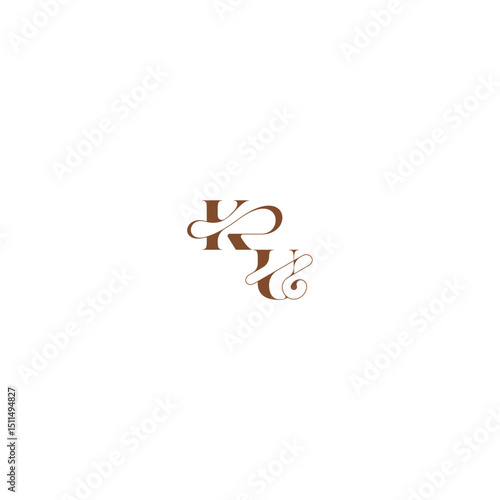 elegant curve monogram bold and hairline initial letter wedding logo concept KU
