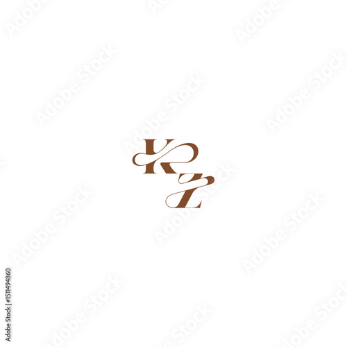 elegant curve monogram bold and hairline initial letter wedding logo concept KZ