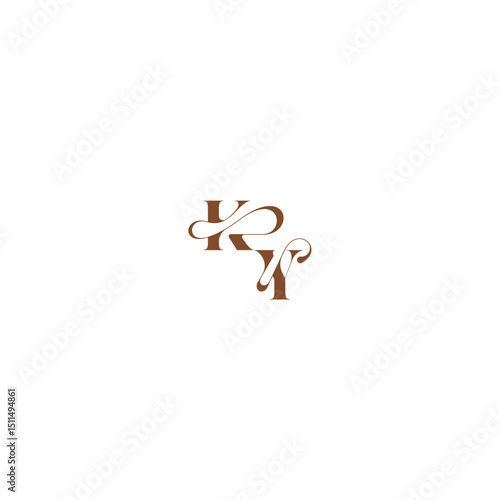 elegant curve monogram bold and hairline initial letter wedding logo concept KY