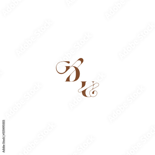 elegant curve monogram DU wedding logo concept bold and hairline initial letter