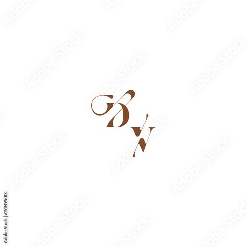 elegant curve monogram DV wedding logo concept bold and hairline initial letter