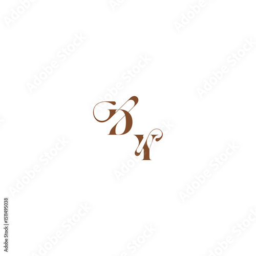 elegant curve monogram DY wedding logo concept bold and hairline initial letter