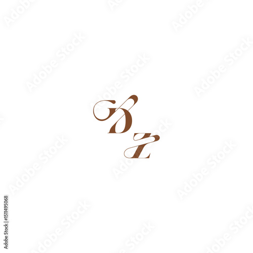 elegant curve monogram DZ wedding logo concept bold and hairline initial letter